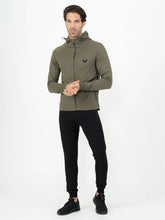 Front Wings Stripe Full Zip Training Hoodie - Olive